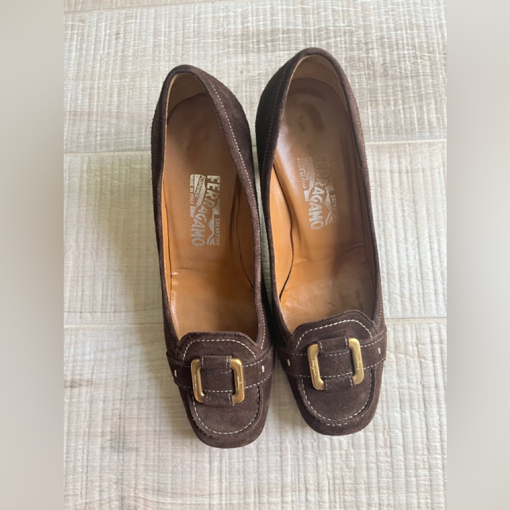 FERRAGAMO Suede Shoes Loafers Heels - Picture 2 of 9